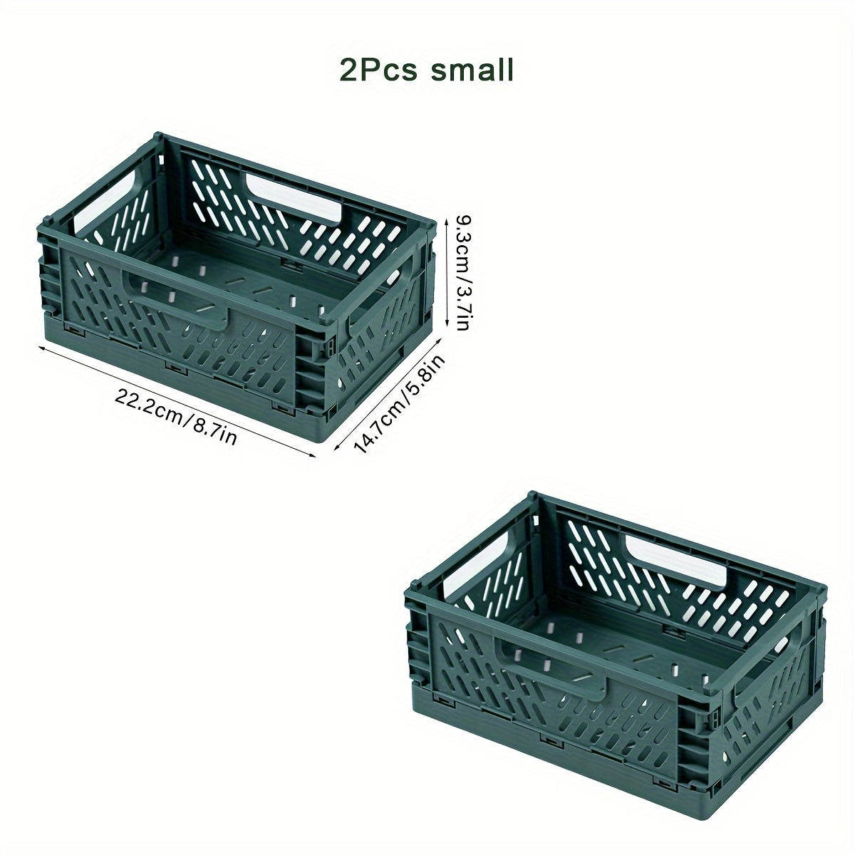 2-Pack Plastic Folding Storage Baskets with Handles, Stackable Organizers for Home - Mixed Color