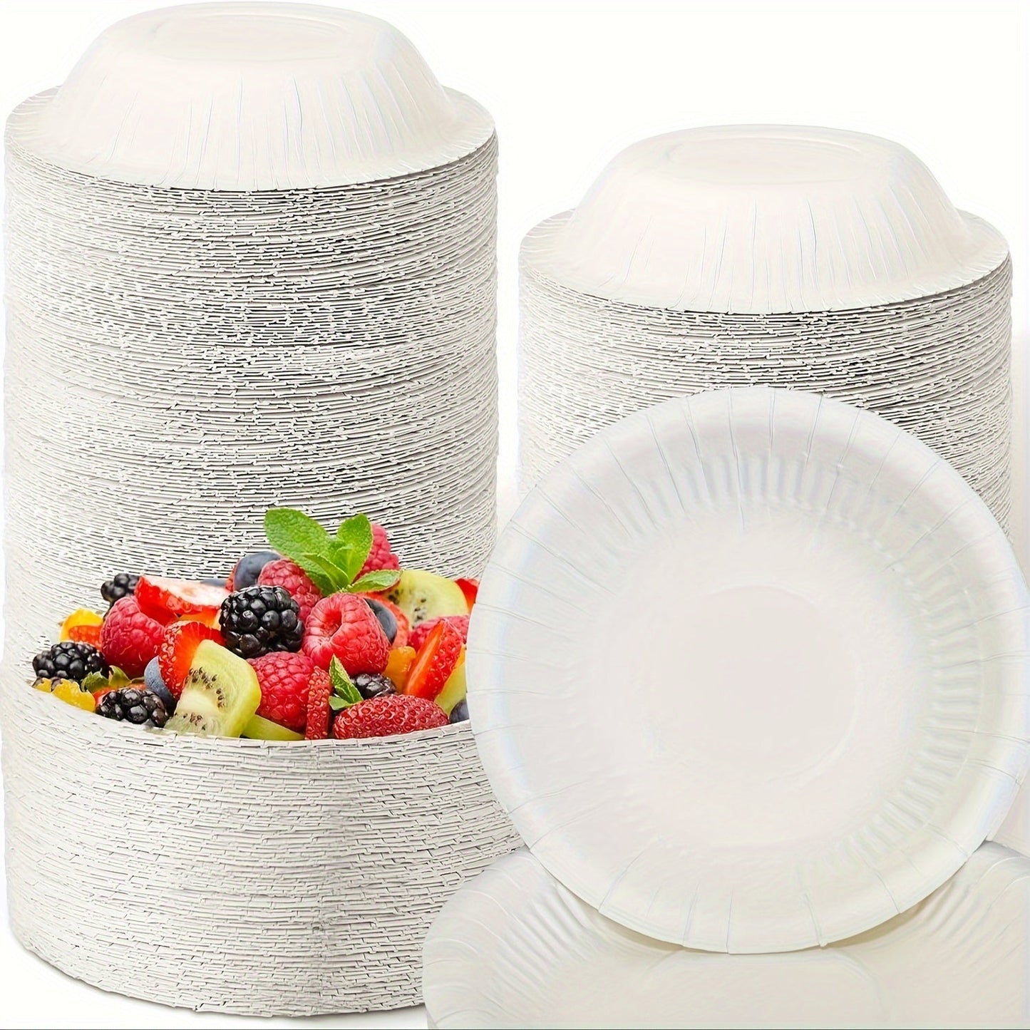 Bulk pack of 50/25 pieces of 12oz disposable paper bowls, suitable for serving snacks, salads, and other foods. Perfect for weddings, birthdays, showers, Christmas, Thanksgiving, and other celebrations. Ideal for serving hot or cold dishes.