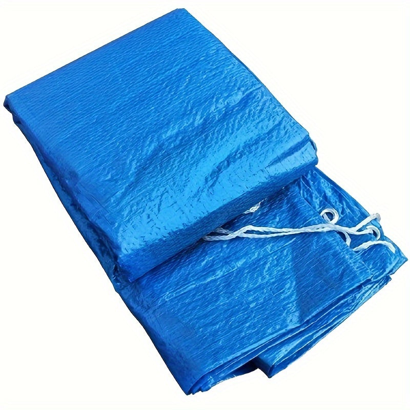 Blue square pool cover with frame for above ground pools, providing UV protection and safety. Ideal for outdoor, indoor, garden, and camping use. Shields against leaves, water, snow, and