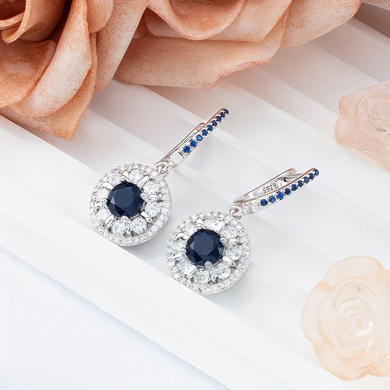 Stunning Drop Earrings Made of 925 Sterling Silver with Blue Cubic Zirconia - Hypoallergenic, Plated in 18K Gold, Great for Sensitive Ears - Perfect Gift for Birthdays or Holidays