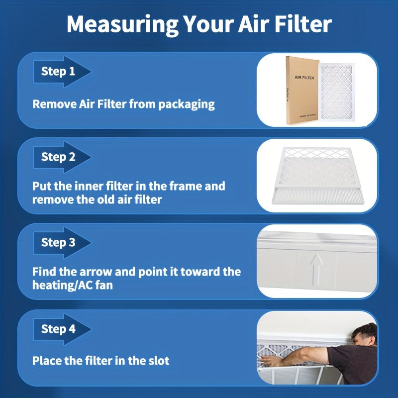 TOPWELL MERV 13 Air Filter with Plastic Frame, 35.56x35.56x2.54 cm - Pack of 9 Filters, includes 9 Filter Replacements, Reusable AC/HVAC Furnace Filters, MPR 1800