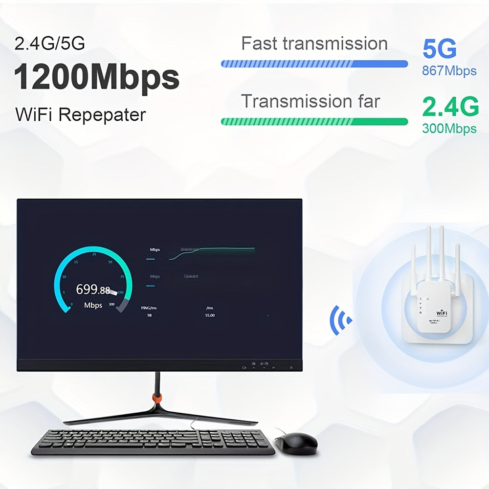 Momotor-Wifi Extender enhances WIFI signal with 2.4G band and 4 antennas. Easy setup, includes Ethernet port. Ideal for home, office, and coffee shops.