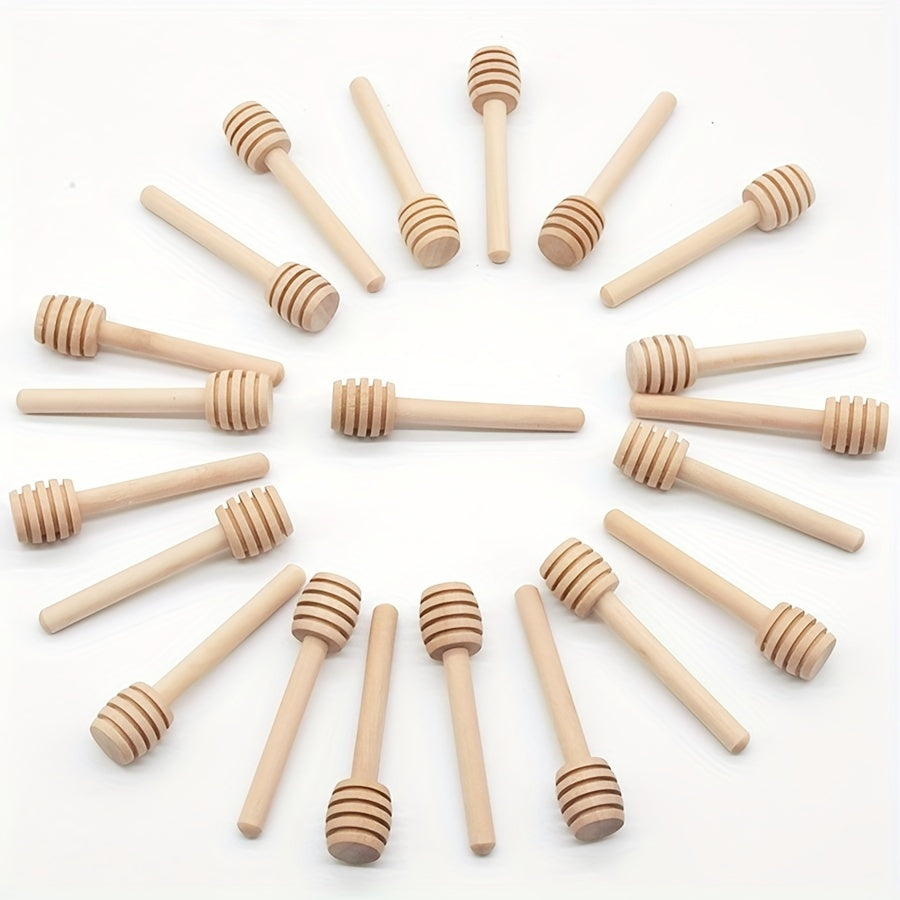 100 Mini Wooden Honey Spoons for Honey Jars and Dessert Making