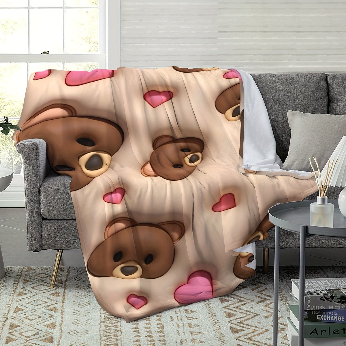 Get your hands on this adorable bear-patterned blanket for ultimate comfort! Made from super soft materials, this high-definition patterned blanket is perfect for any room in the house, as well as for traveling or giving as a thoughtful gift.