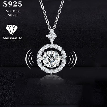 Trendy S925 sterling silver heart-shaped pendant with 0.8 carat moissanite stone, perfect for women. This necklace features an elegant clavicle chain design that is lightweight and easy to wear, weighing only 3.2g. Ideal for those who love to chase after