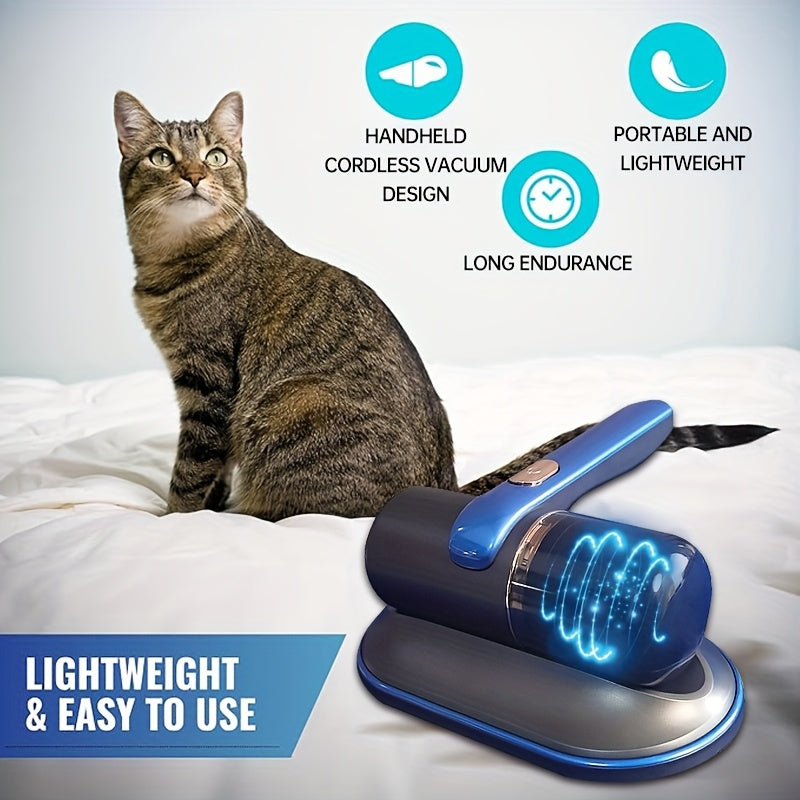 Powerful Cordless Handheld Vacuum Cleaner with 1pc - USB Rechargeable and 4000mAh Lithium Battery for Bed, Sofa, Pillow, Carpet, and Pet Hair Removal - Perfect for Living Room, Bedroom, Clothes, Floor, and Pet Supplies