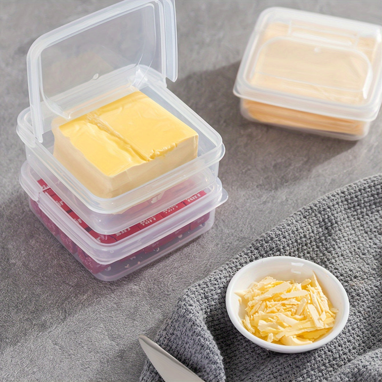 A single package of Polypropylene Cheese Storage Container features a flip top lid and is made of reusable, rectangle multipurpose plastic. This fridge organizer must be hand washed to maintain its quality. It helps keep your cheese fresh and delicious