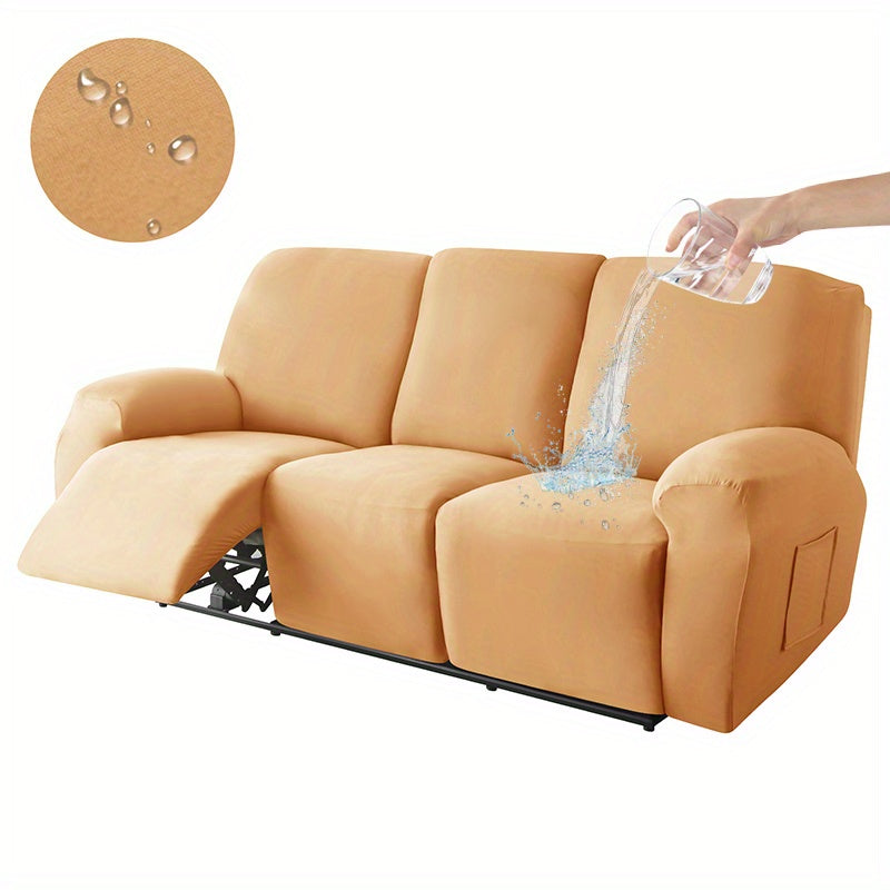 8-piece waterproof milk sofa slipcover set for summer, ideal for protecting furniture in home and office décor.