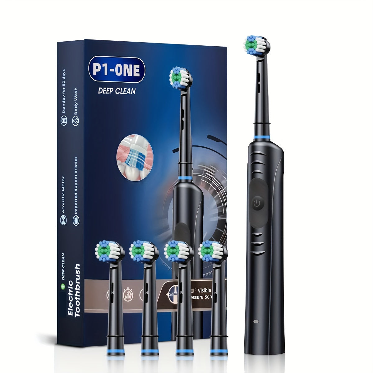 Rechargeable electric toothbrush, ideal for adults and couples, provides deep teeth cleaning.