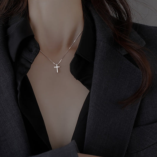 Vintage Boho Style 925 Sterling Silver Cross Pendant Necklace - Elegant and Versatile for both Casual Wear and Gifting