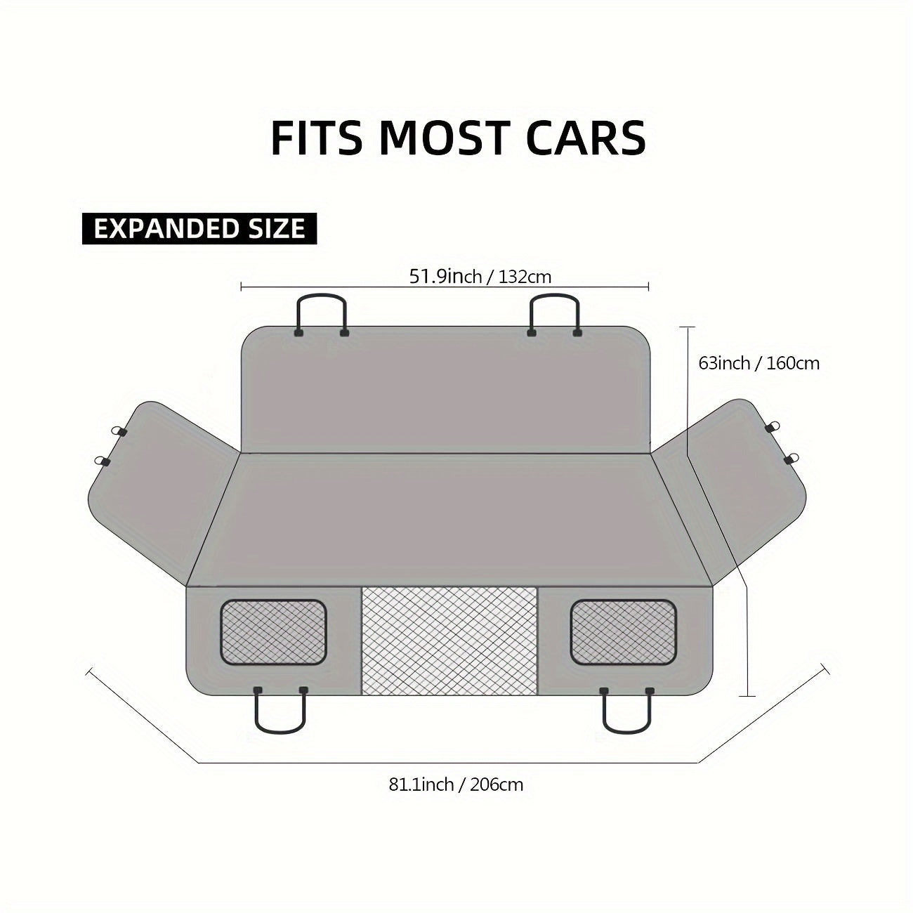 Car pet mat with load-bearing capacity, suitable for model cars. Can be used as a dog travel hammock, rear seat cushion, and dog bed with hard board for support.