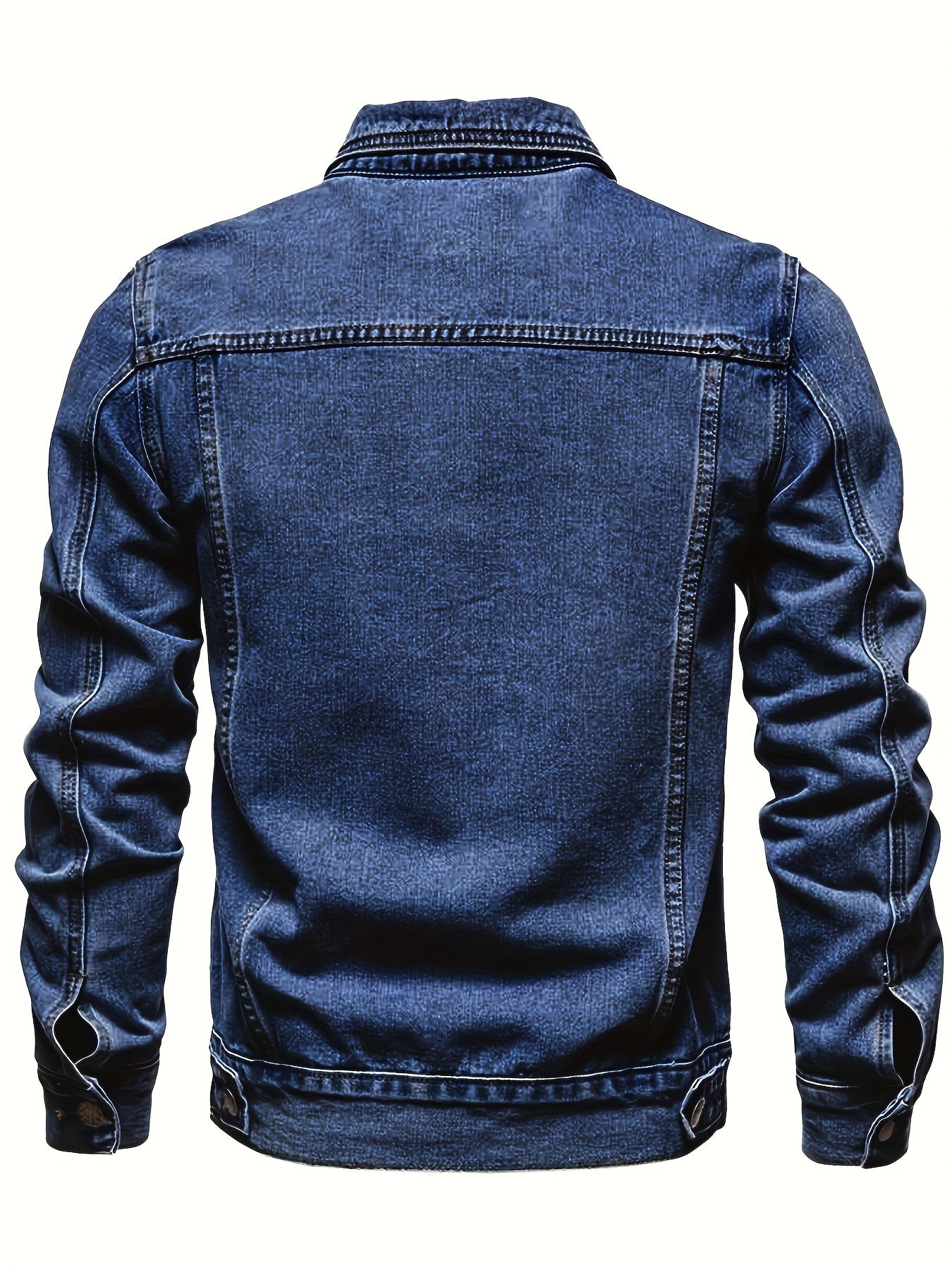 Slim-Fit Denim Jacket for Men - Casual cotton blend, long sleeve with pockets, machine washable.