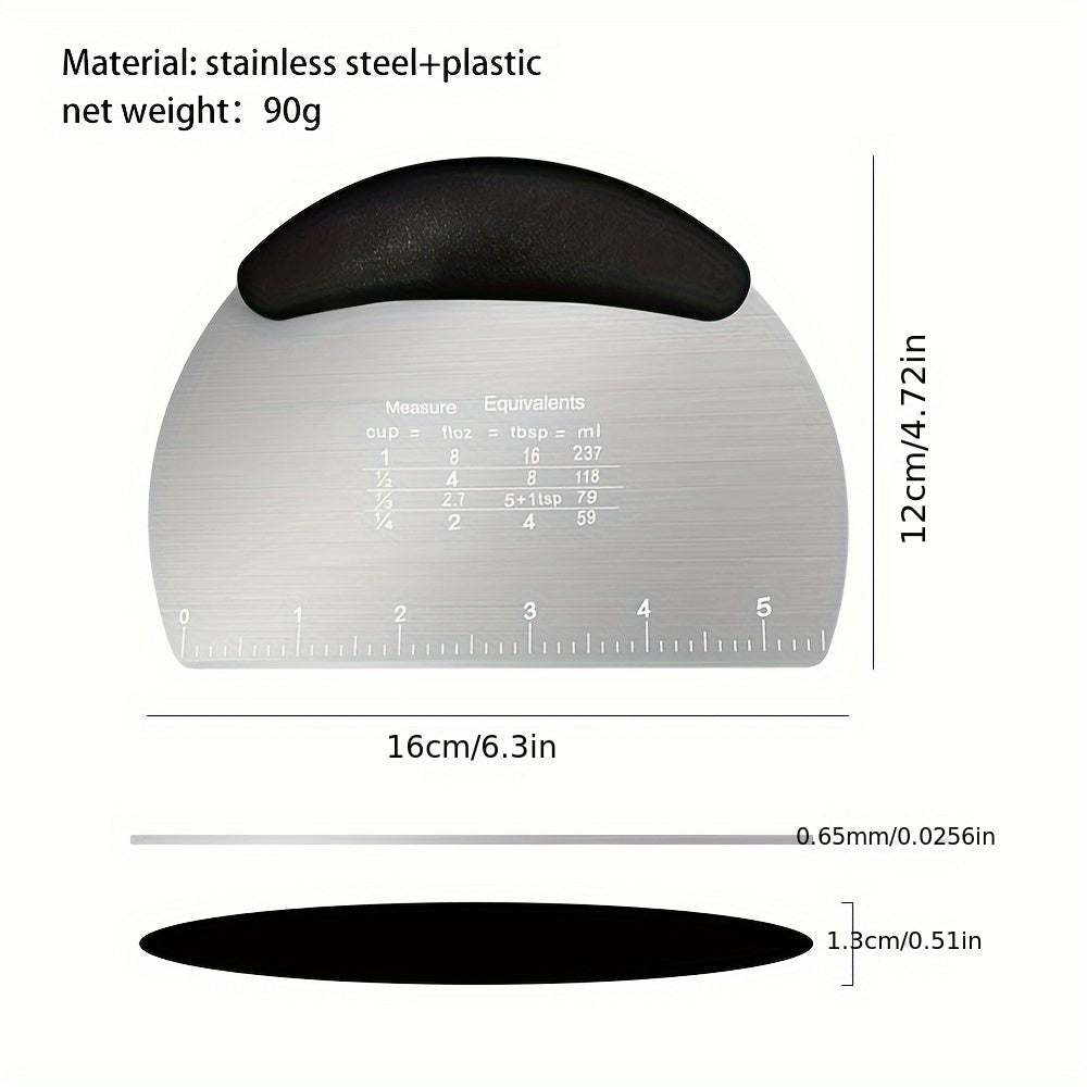 Прочный скребок для теста из нержавеющей стали с мерными отметками — идеально подходит для выпечки, украшения тортов и приготовления кондитерских изделий — высококачественный кухонный инструмент, отлично подходит для праздничной выпечки