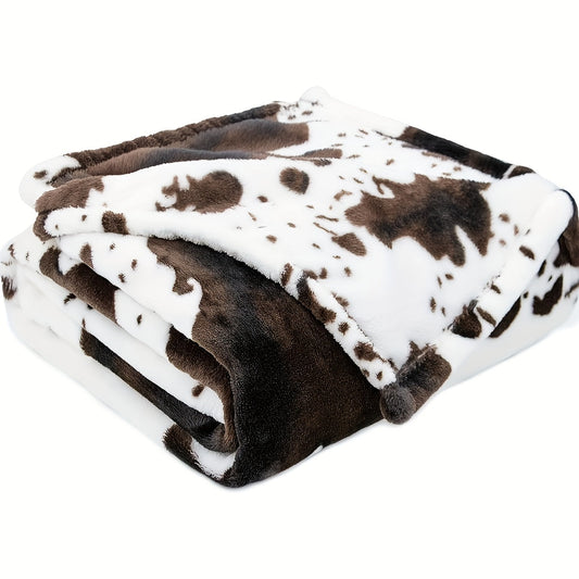 Soft and Cozy Cow Print Blanket - Plush Fleece Flannel Throw for Year-Round Comfort - Great for Daughters, Adults, Students, and Teens