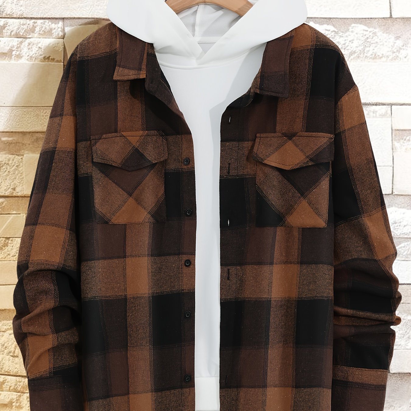 New Plaid Long-Sleeve Shirt for Plus-Size Men.