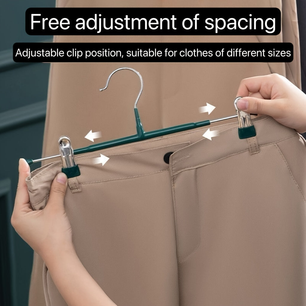 10 Premium Stainless Steel Pants Hangers with Adjustable Clips - No-Slip, Heavy-Duty Racks for Retail Display and Home Use