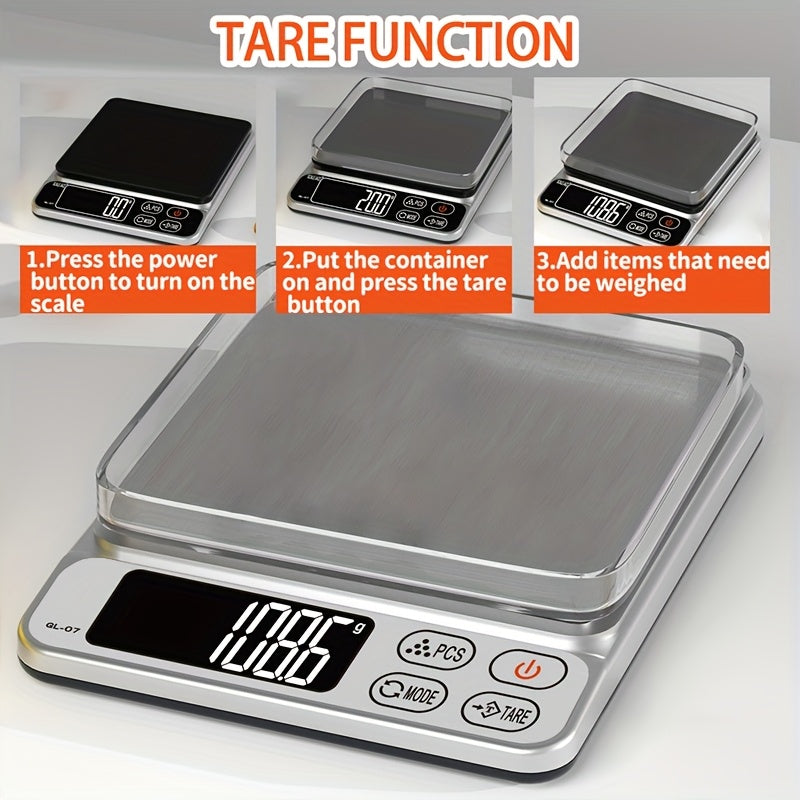 Portable HOTU Digital Jewelry Scale with accurate weighing, LCD display, and 2*AAA batteries included