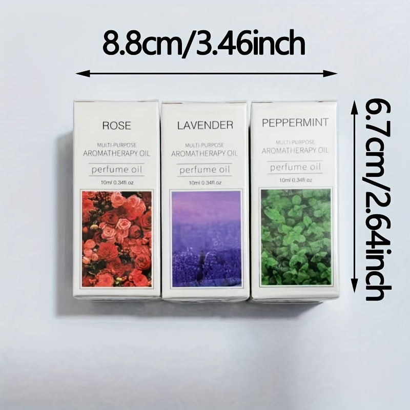 3/6pcs of Essential Oil Pack with 12 types (Rose/Ocean/Cherry Blossom/Lavender/Lily/Sandalwood/Sweet Orange/Osmanthus Green Tea/Mint) for diffuser, humidifier, massage, candle, and hair