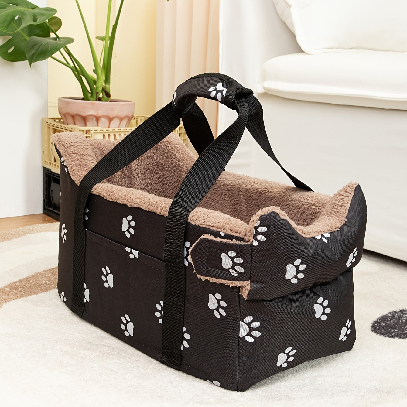 Pet booster car seat for small dogs & cats - portable safety travel bed made of durable polyester.