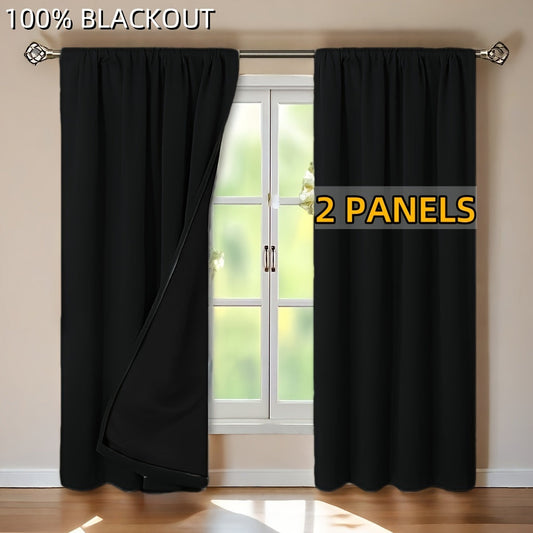 Modernize your living space with these sleek 2-panel blackout curtains. Featuring a solid color design and rod pocket style with coated lining, these curtains are ideal for your living room, office, or bedroom. Transform your space into a romantic oasis