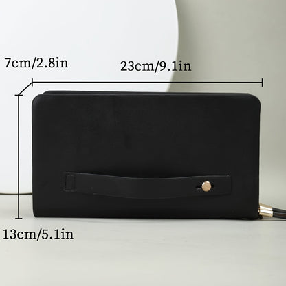 Men's vintage clutch with dual zipper, large capacity, multiple card slots - Ideal for business use and gifting.