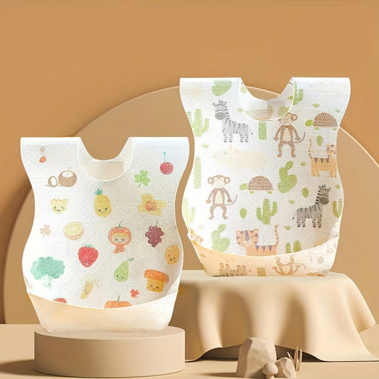 Set of 10 Adorable Waterproof Bibs, Single-Use Bibs, Waterproof Feeding Bibs, Each Packaged Individually