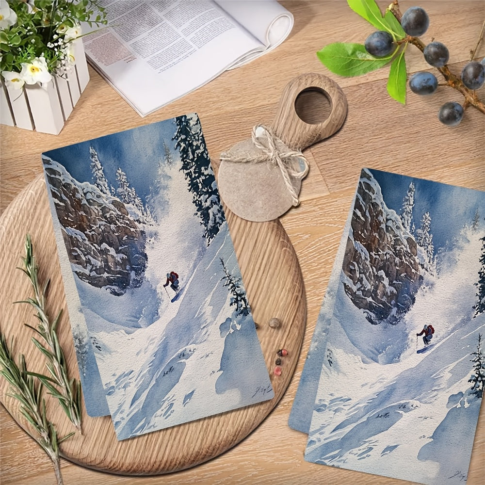 2 pieces of ultra soft kitchen towels featuring the enchanting beauty of a hidden waterfall. These highly absorbent dish hand towels are perfect for holiday decor. Machine washable and measuring 16x24 inches. Item number: 2KYSYS1218494