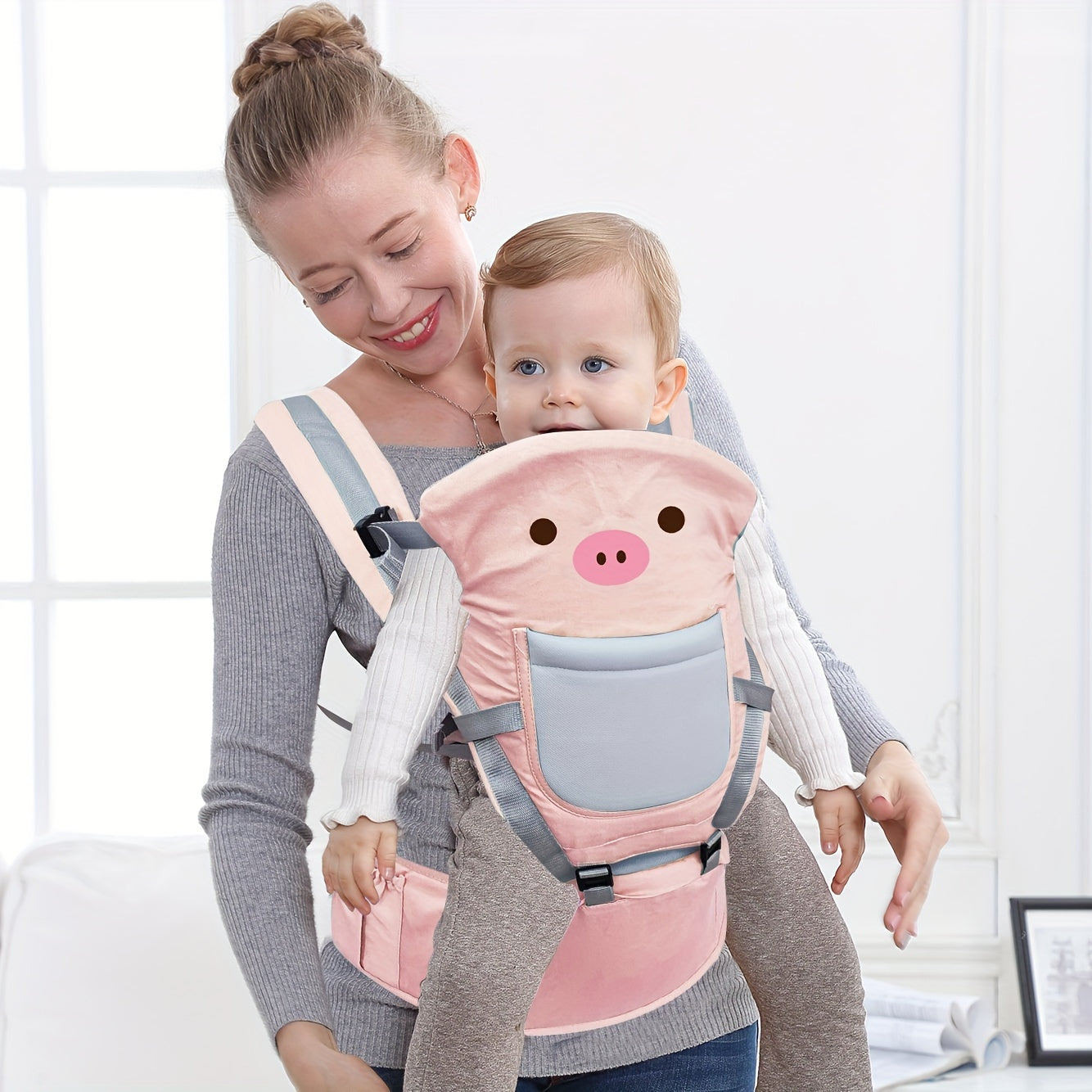 Multi-Size 3-in-1 Ergonomic Baby Carrier with Hip Seat, Adjustable from Newborn to Toddler, Made of Phthalate-Free Cotton Material, Versatile Infant Sling for Breastfeeding, Suitable for Ages 0-3 Years.