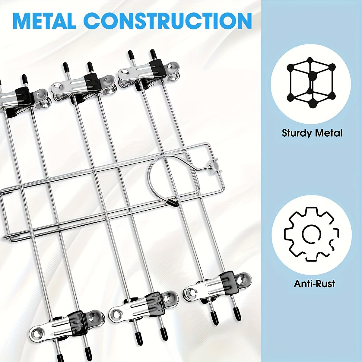 Foldable metal closet organizer with 6 tiers of storage, ideal for saving space and hanging pants and skirts. A must-have for college dorms, suitable for both boys and girls. Features a durable multi-layer design for effective organization of your