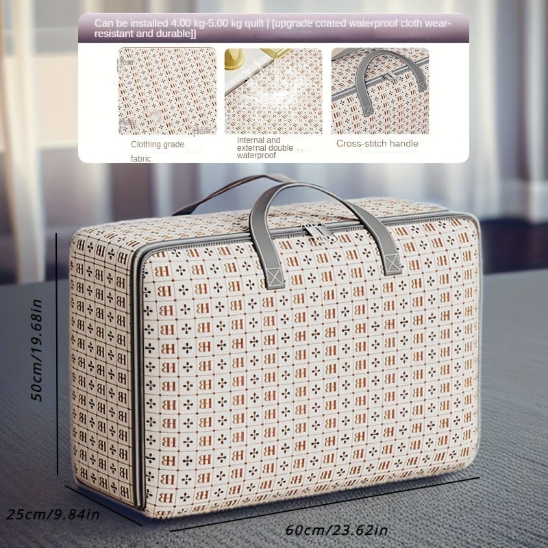 Elegant Rectangle Storage Bag with Owl Wing Closure - Waterproof, Mildew-Resistant, Ideal for Clothing, Moving, Packing, Sundries, Seasonal Quilt. Perfect for Home Kitchen Organization and Under-Bed Storage.