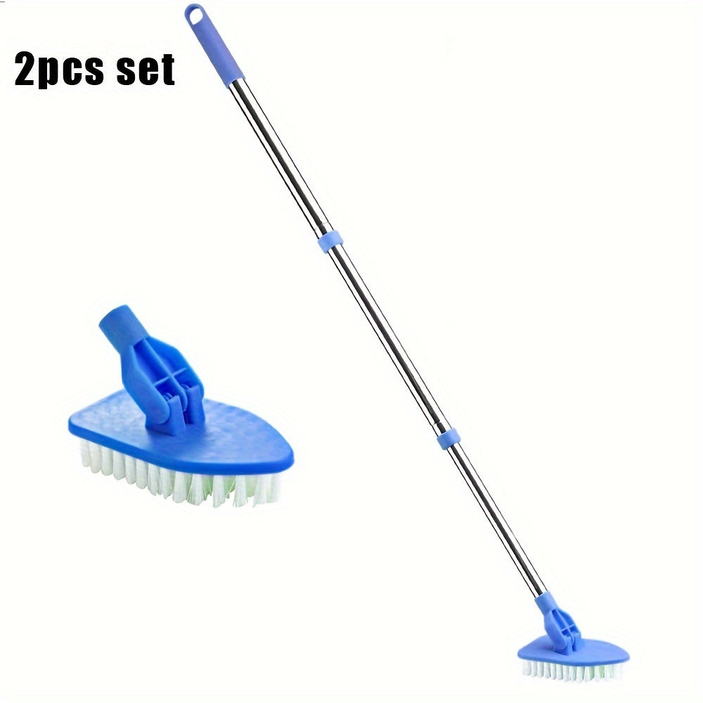 Home Cleaning Tool Set with Extendable Long Handle - Includes 4 Scrub Cleaning Brushes with Hard Bristle & Sponge Heads, Microfiber & Coral Velvet for Bathroom, Toilet, Bathtub, Kitchen, Walls, Windows - Lightweight and Detachable, Perfect for Shower