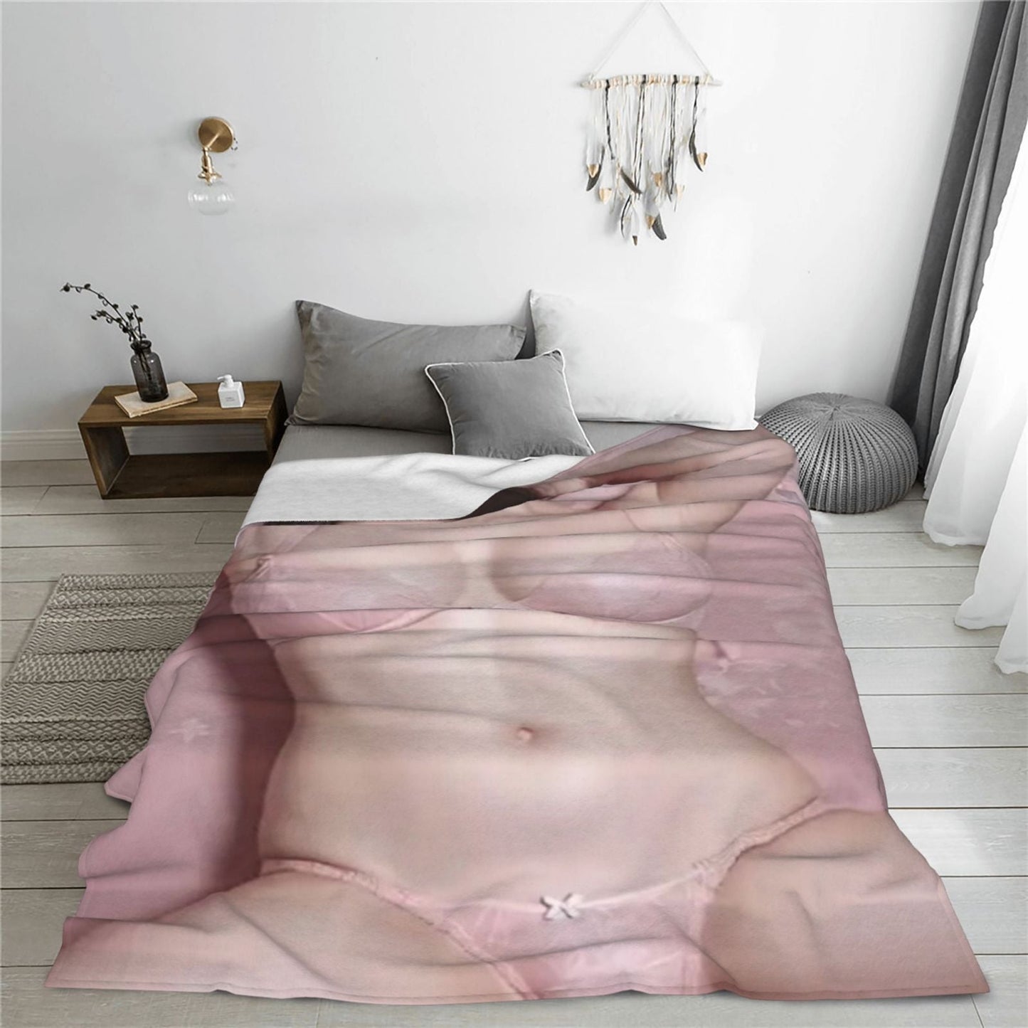 Flannel Fleece Blanket with Contemporary Sexy Girl Print - Cozy Nap Throw for Sofa, Office, Bed, Camping, or Travel - Versatile All-Season Gift Blanket - Digital Print, Knitted Design, Soft and Warm, 250-300gsm Polyester