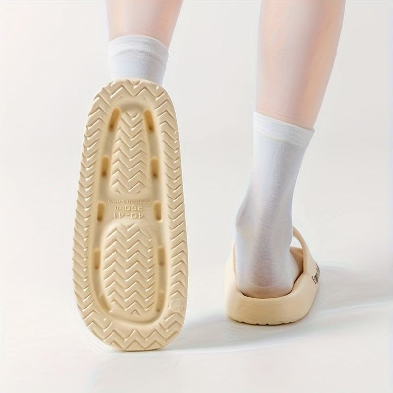 Simple design indoor slippers with thick anti-slip soles, perfect for couples. Available in women's and men's sizes.