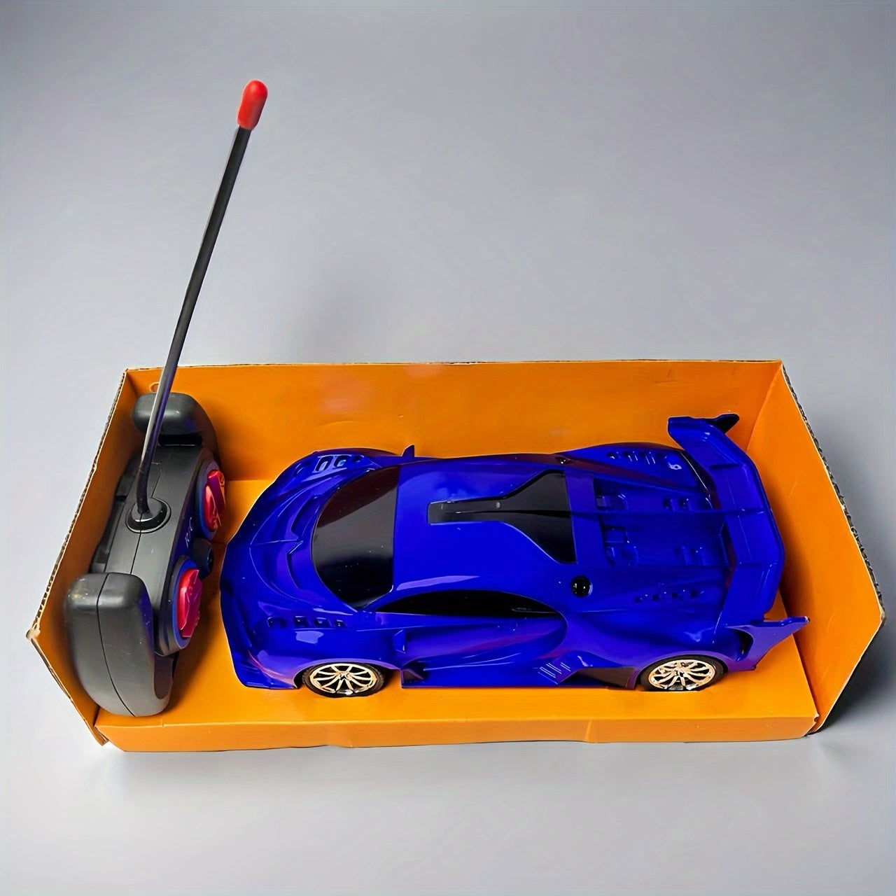 High-speed RC drift racing car with LED lights in red, blue, or black - perfect holiday gift for winter.