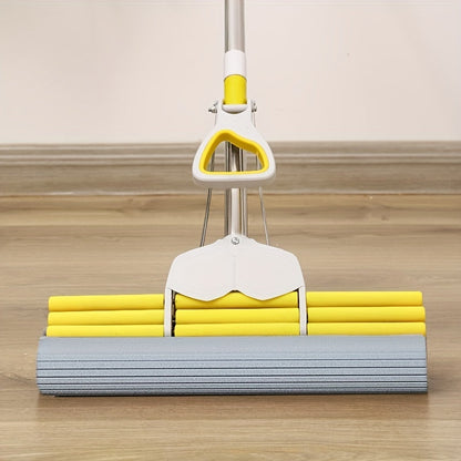 1-piece Sponge Absorbent Mop for Household Use - Durable and Wash-free, Suitable for Wet and Dry Cleaning with Thickened Stainless Steel Glue Mop Head