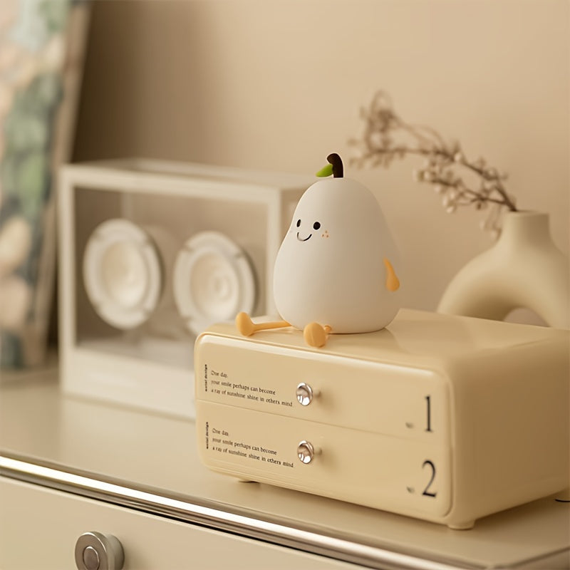 YETHKE Beautiful Pear-Shaped LED Night Light featuring Multiple Color Modes - Ideal for Adding a Touch of Style to Nurseries and Bedrooms.