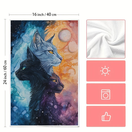 2 pieces of luxurious Thunderclan Pride kitchen towels, ultra soft and highly absorbent for holiday decor. Machine washable and measuring 16x24 inches in size. Model number: 2KYSYS1218704