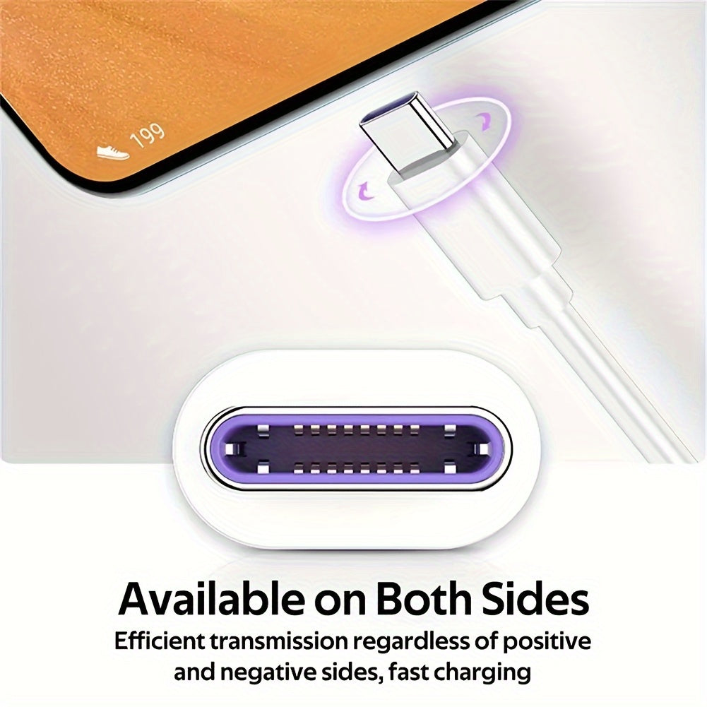 1pc/3pcs/5pcs 5A USB-C Fast Charging & Data Cable for various phone brands - Durable cord with power bank compatibility, 66W Max.