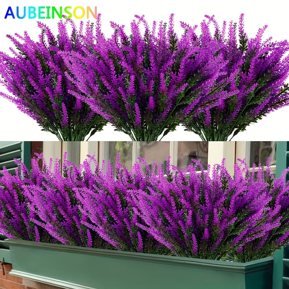 8 bundles of UV-resistant artificial lavender flowers for outdoor decoration by AUBEINSON.