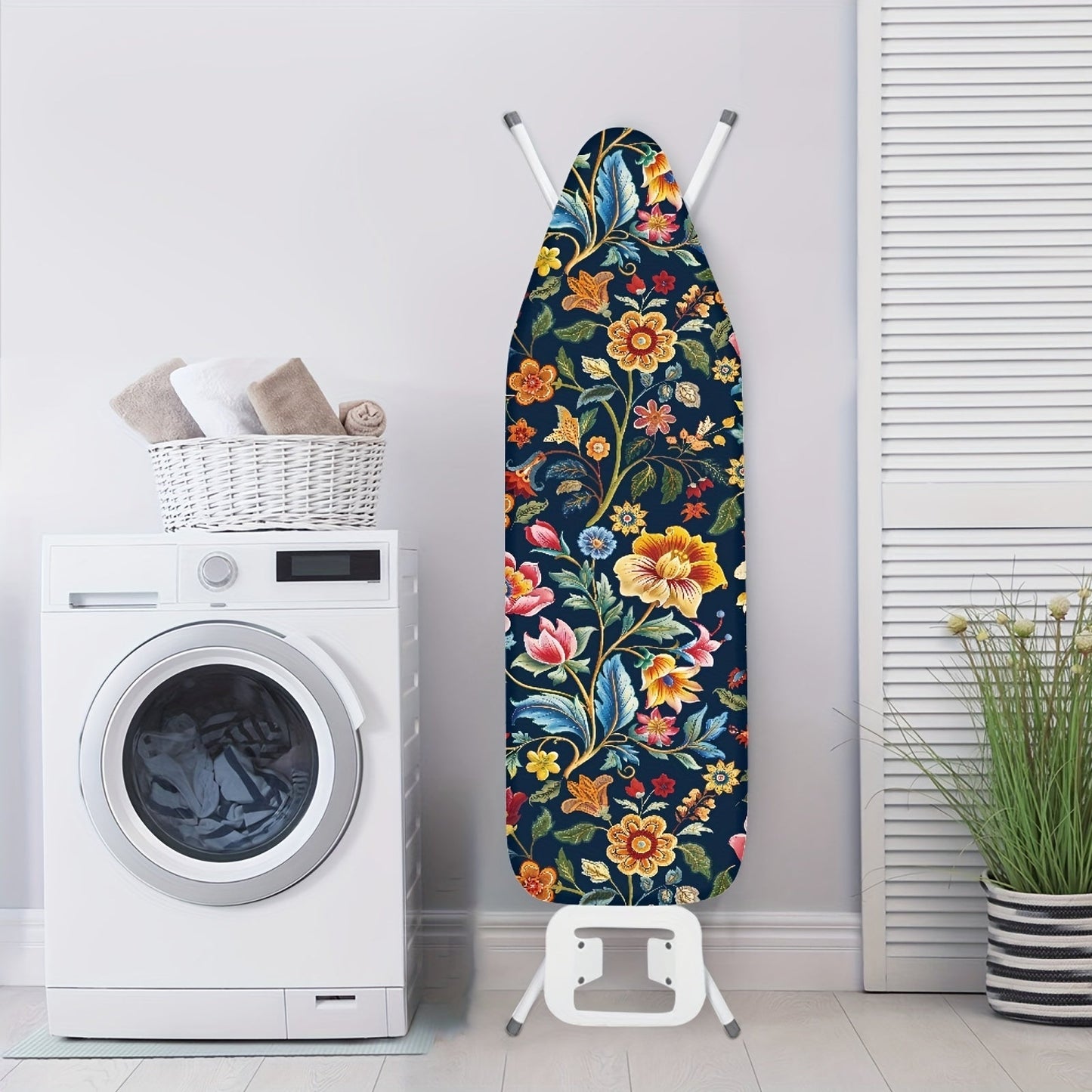 Retro Floral Ironing Board Cover with Stretchable Edge, Single Piece - Dust-Resistant Replacement Item for Household Ironing