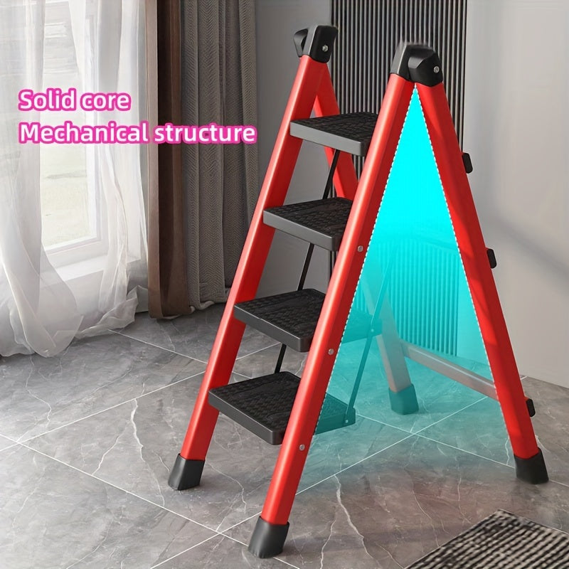 Lightweight folding step ladder for household use with wide, non-slip pedals. Suitable for adults.