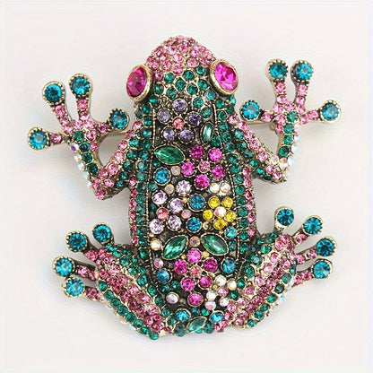 Newly Stocked European and American Heavy Industry Diamond-Encrusted Frog Brooch - A Popular Fashionable Retro Choice