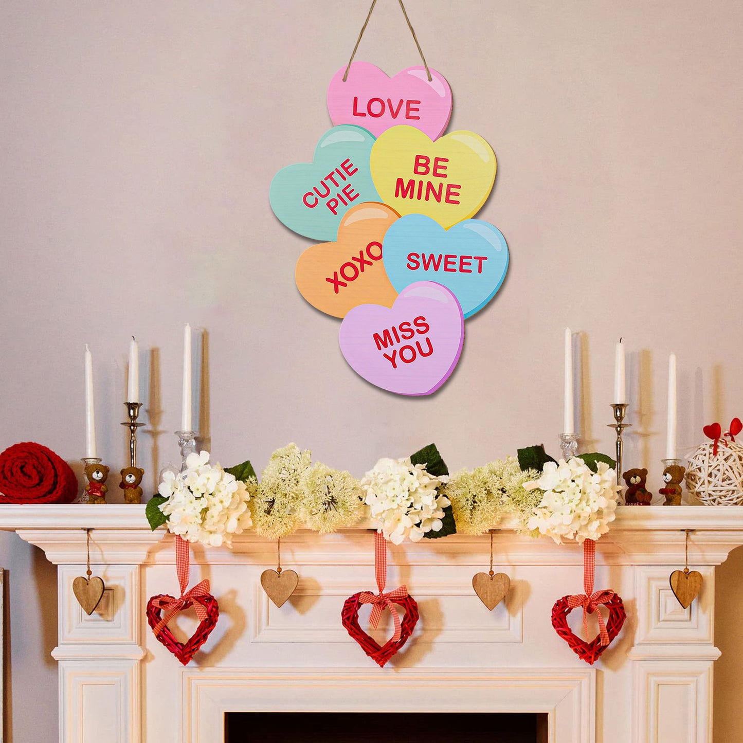 Classic wooden heart sign, love themed decor, no batteries required. Ideal for Valentine's Day, engagement, or wedding ornamentation.