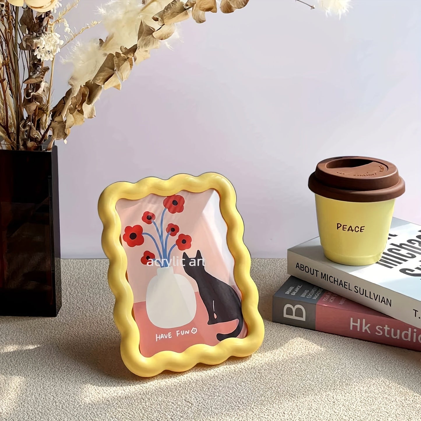 Adorable Milk Yellow Photo Frame for Desktop or Wall, Ideal for Small Paintings and Creative Home Decoration