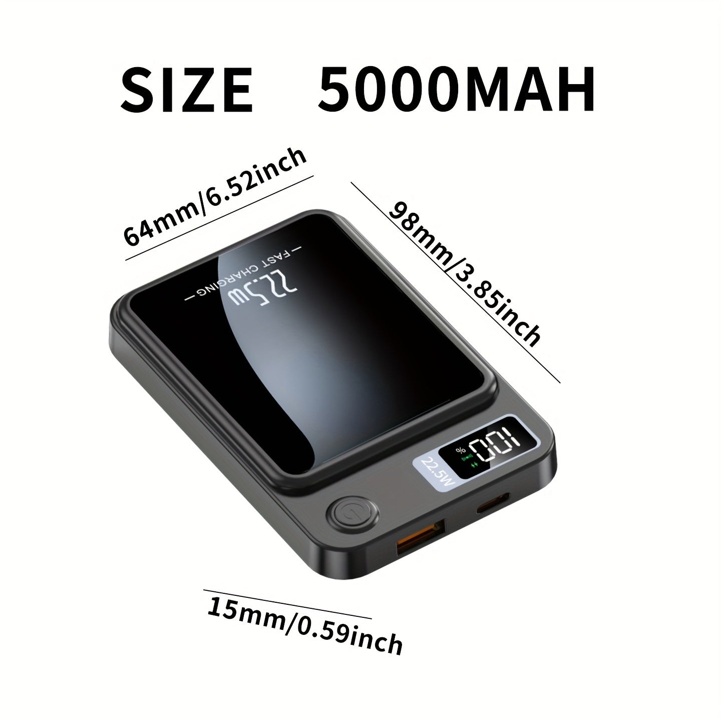 5000/10000mAh Hinne Mobile Power Bank with Super Fast Charge, Wireless Charging, LED Display, and Outdoor Emergency Backup.