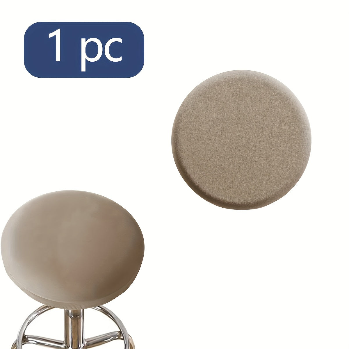 Classic solid color round stool cover in 1pc, 4pcs, or 6pcs options. Made of high elastic material that is clear and natural, dustproof, soft, and adhesive. Suitable for various round chairs. Weighs 120gsm.