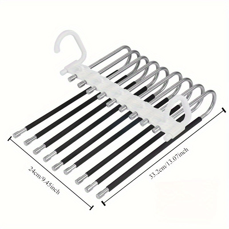 Closet storage solution: Multifunctional stainless steel pants hanger maximizes space, provides non-slip hold for jeans, and features S-shaped design for tight pant storage.