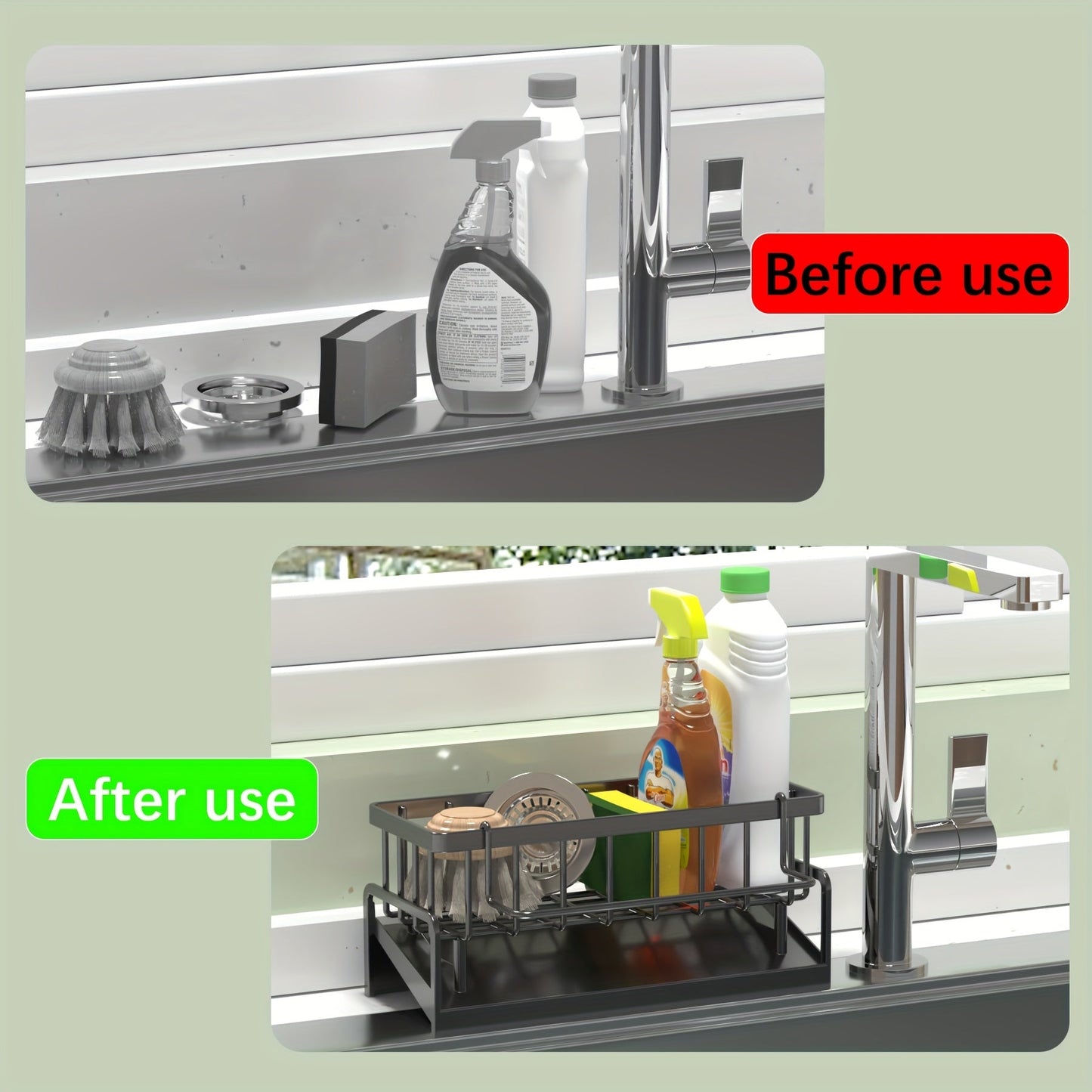 Multipurpose Kitchen Sink Organizer - Made of Long-lasting Plastic, Features Open Storage Design for Dishes and Utensils