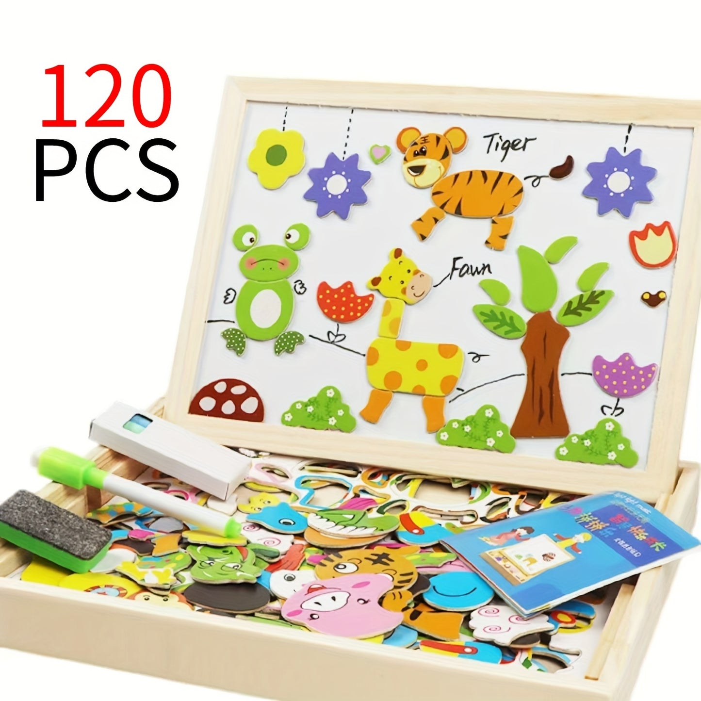 Set of 120 children's toy puzzles with paintbrush and chalkboard included - Educational puzzle development toys, perfect for school season or birthday gift