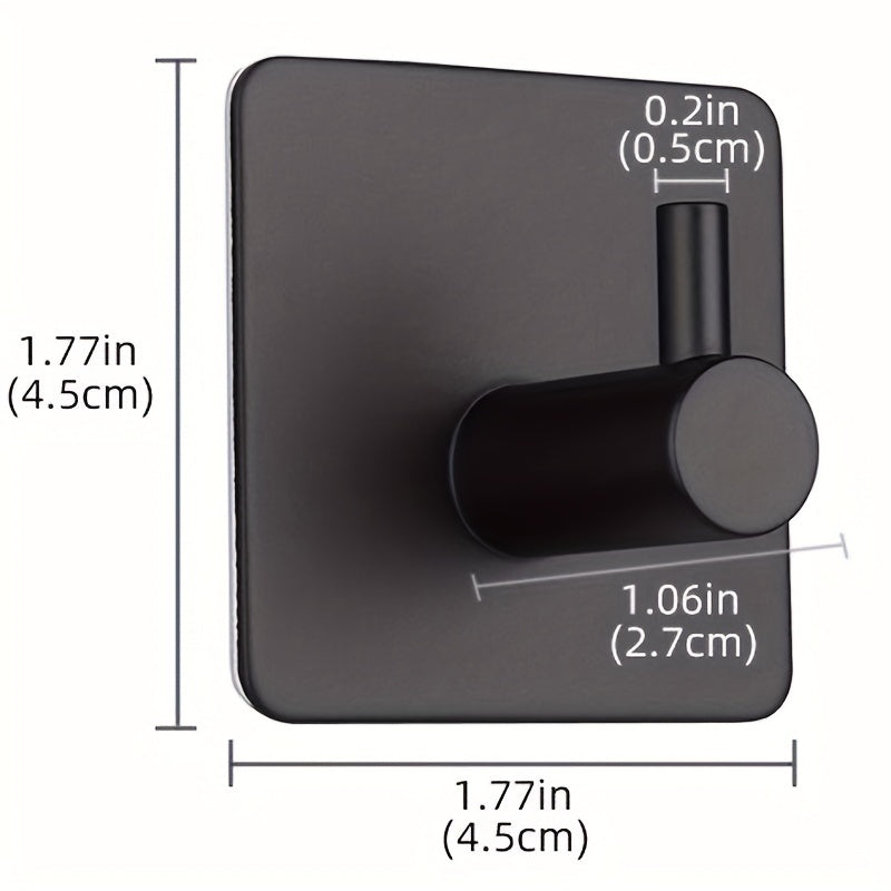 Contemporary self-adhesive stainless steel hook for towels, robes, coats, and other items in the bathroom or kitchen, with a waterproof design for easy shower wall mounting.